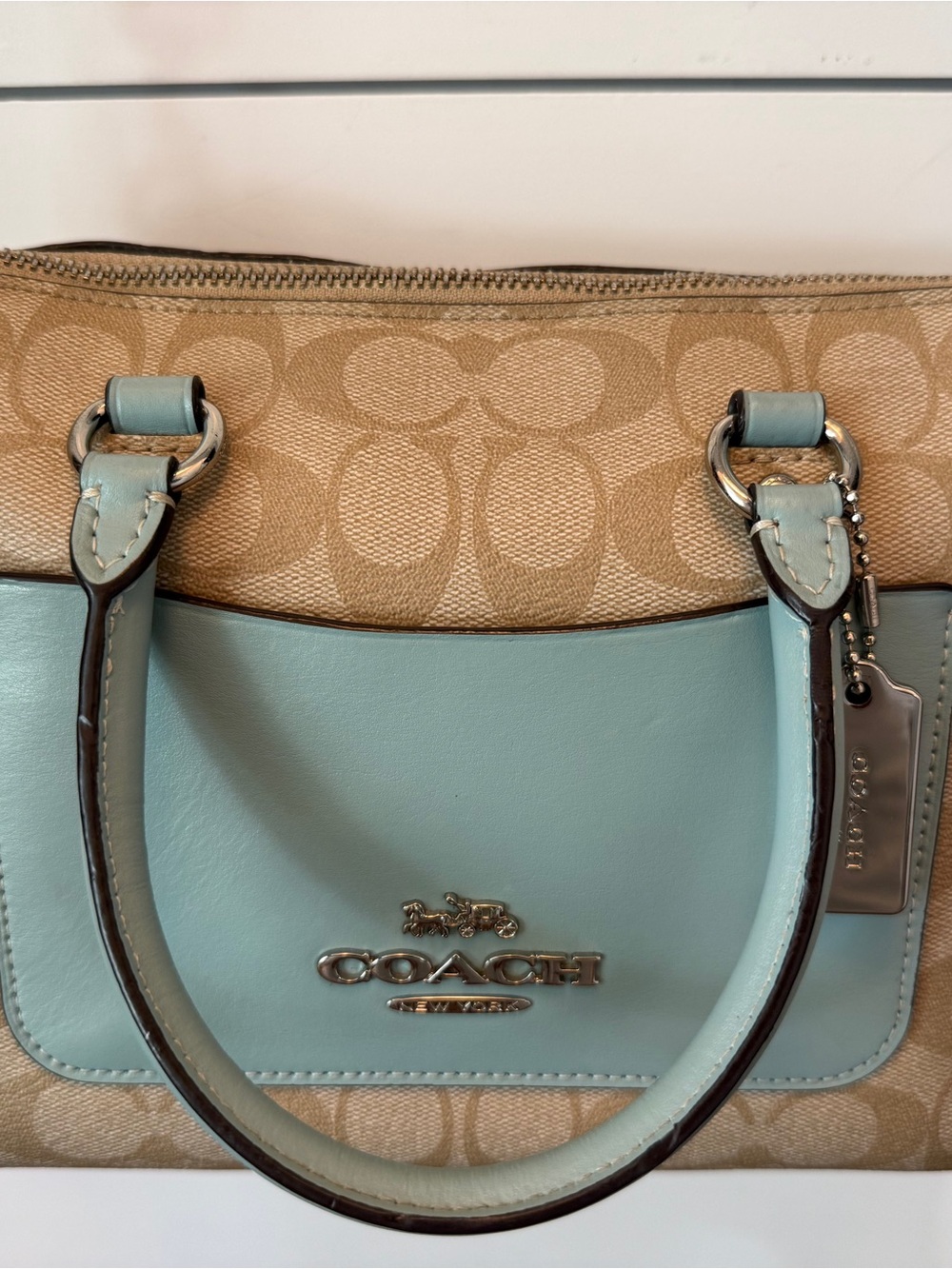 Coach Mini Emma pebbled Leather Satchel Bag and Matching Wallet